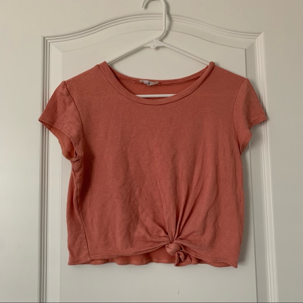 Peach 🍑 Colored Crop Top with Tie on Side